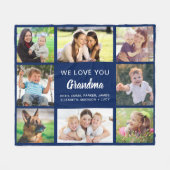 Grandma 8 Photo Collage Navy Blue Fleece Deken (Voorkant (Horizontaal))