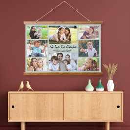 Grandma 8 Photo Collage Sage Green Hangend Wandkleed