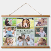 Grandma 8 Photo Collage Sage Green Hangend Wandkleed (Voorkant)