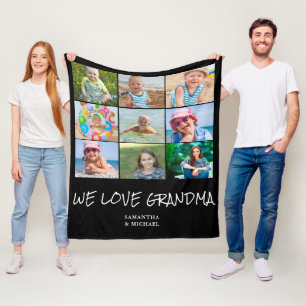 Grandma 9 Photo Collage Fleece Blanket Deken