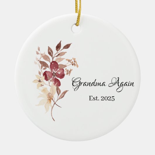 Grandma Again  Est. Year  Keramisch Ornament (Voorkant)