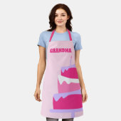 Grandma Baker Cute Cake Pink Paars Schort (Gedragen)