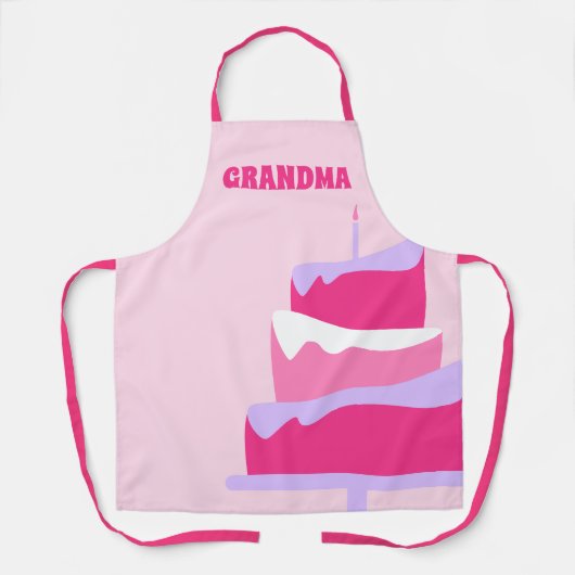 Grandma Baker Cute Cake Pink Paars Schort (Voorkant)