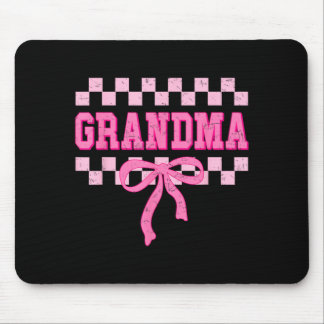 Grandma Birthday Squad Matching Pink Bow Checkered Muismat