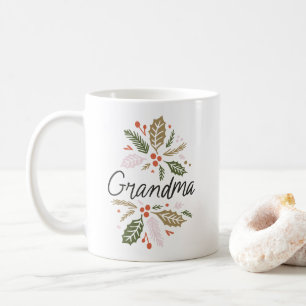Grandma Bright Holly Kerstmis, zwart script Koffiemok