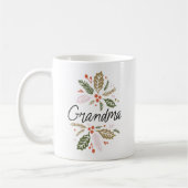 Grandma Bright Holly Kerstmis, zwart script Koffiemok (Links)