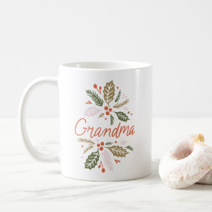 Grandma Bright Holly Kerstrood script Koffiemok