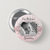 Grandma Button - Damask & Stripes Pink (Voorkant /achterkant)