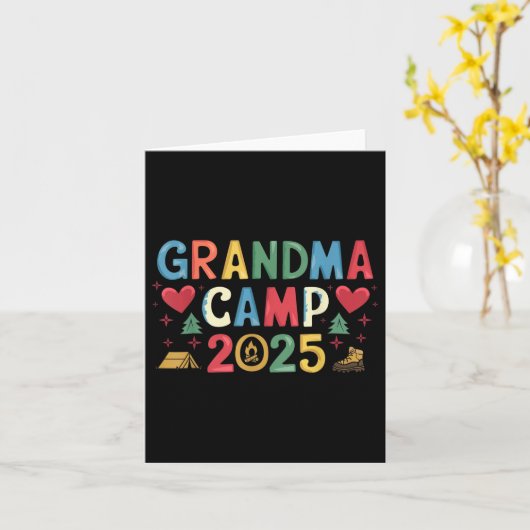 Grandma Camp 2025 Cousins Zomervakantie Camping Kaart (Gele Bloem)