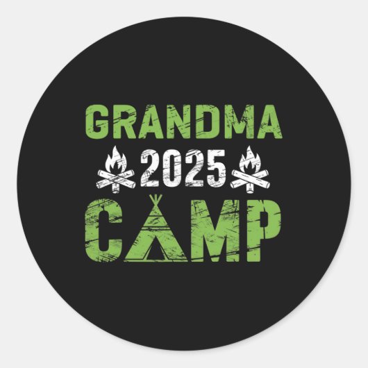 Grandma Camp 2025 Family Vacation Summer Camping C Ronde Sticker (Voorkant)