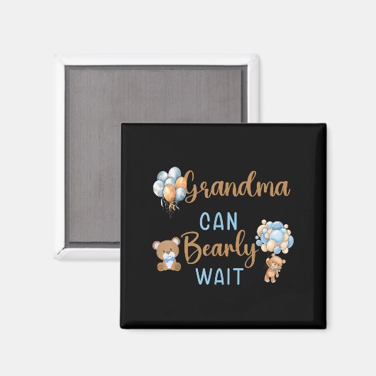 Grandma Can Bearly Wait Gender Neutral Baby Shower Magneet (Voorkant / Achterkant)