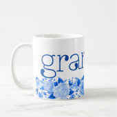 Grandma China Blue Waterverf Floral Rozen Koffiemok (Links)
