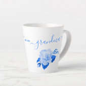 Grandma China Blue Waterverf Roos Latte Mok (Rechterhoek)