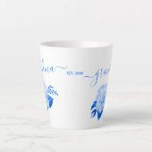 Grandma China Blue Waterverf Roos Latte Mok (Voorkant)