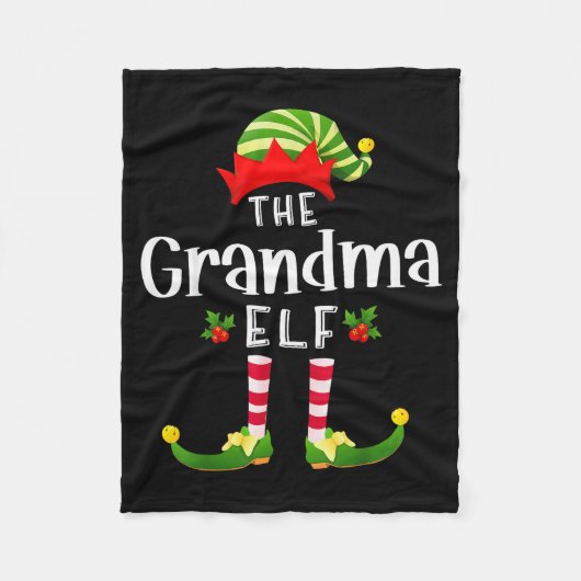 Grandma Christmas Elf Matching Pajama X-mas Party Fleece Deken (Voorkant)