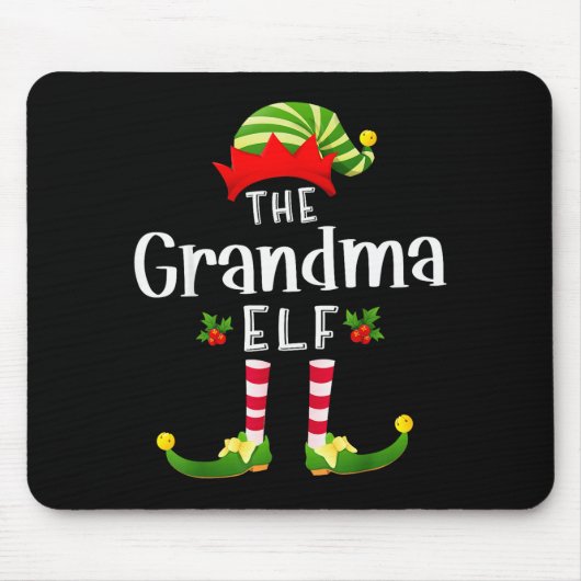 Grandma Christmas Elf Matching Pajama X-mas Party Muismat (Voorkant)