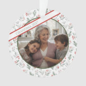 Grandma Christmas Ornament–Custom Photo & Foliage Ornament (voorkant)