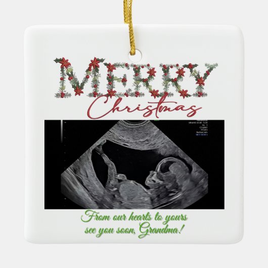 Grandma Christmas Ornament With a Baby Sonogram  (Voorkant)