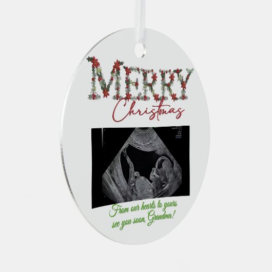 Grandma Christmas Ornament With a Baby Sonogram  (Voorkant Rechts)