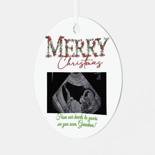 Grandma Christmas Ornament With a Baby Sonogram (Voorkant links)
