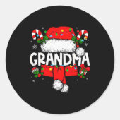 Grandma Christmas Pajama Santa Claus Family Matchi Ronde Sticker (Voorkant)