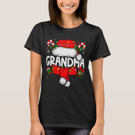 Grandma Christmas Pajama Santa Claus Family Matchi T-shirt (Voorkant)