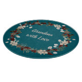 Grandma Christmas wreath on a rich teal  Snijplank (Hoek)