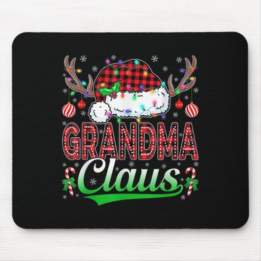 Grandma Claus Christmas Lights Matching Family Xma Muismat (Voorkant)