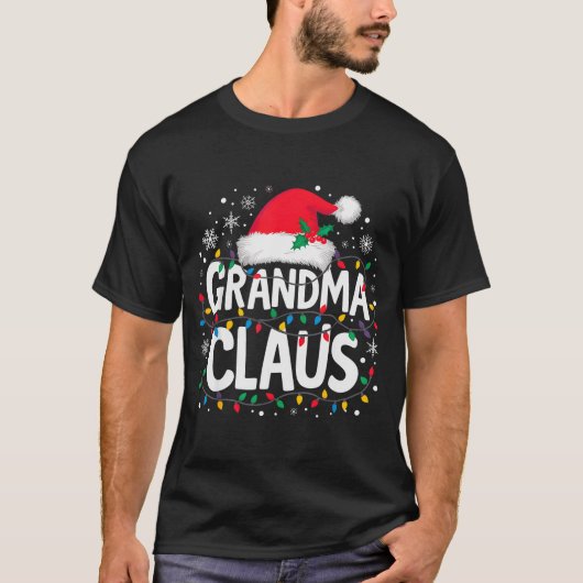 Grandma Claus Christmas Lights Santa Family Matchi T-shirt (Voorkant)