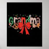 Grandma Coquette Bow Christmas Merry Xmas Family M Poster (Voorkant)