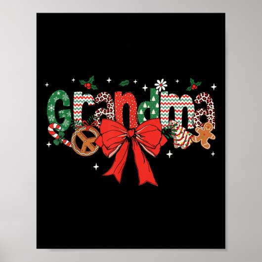 Grandma Coquette Bow Christmas Merry Xmas Family M Poster (Voorkant)