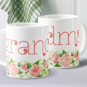 Grandma Coral Pink Waterverf Floral Rozen Koffiemok