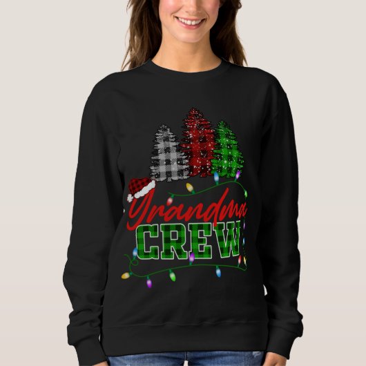 Grandma Crew Tree Buffalo Plaid Matching Family Ch Trui (Voorkant)