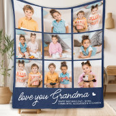 Grandma Custom Modern Navy Blauw 9 Fotocollage Fleece Deken