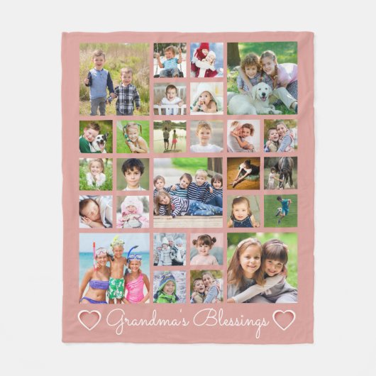 Grandma Custom Text Heft Roos roze Fleece Deken (Voorkant)