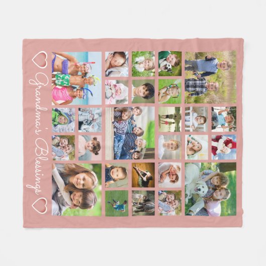 Grandma Custom Text Heft Roos roze Fleece Deken (Voorkant (Horizontaal))