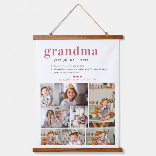Grandma Definition | 8 Foto gepersonaliseerd Hangend Wandkleed (Voorkant)