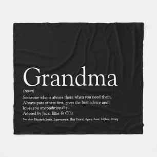 Grandma Definition Black and White Modern Fun Fleece Deken