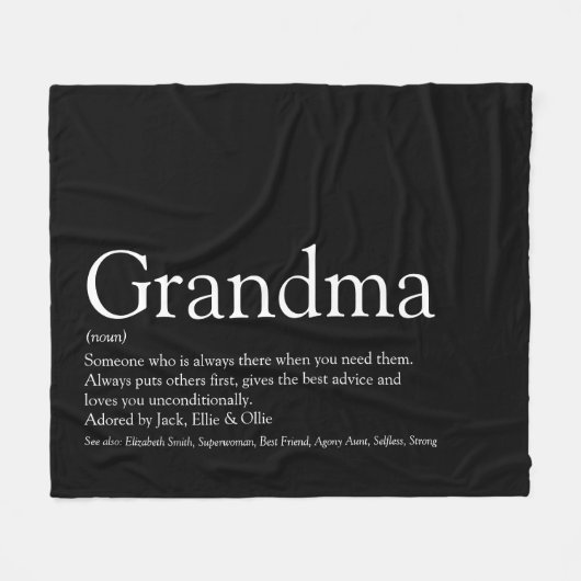 Grandma Definition Black and White Modern Fun Fleece Deken (Voorkant (Horizontaal))