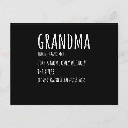 Grandma Definition Funny Gift for Grandmoeder Desi Briefkaart (Voorkant)