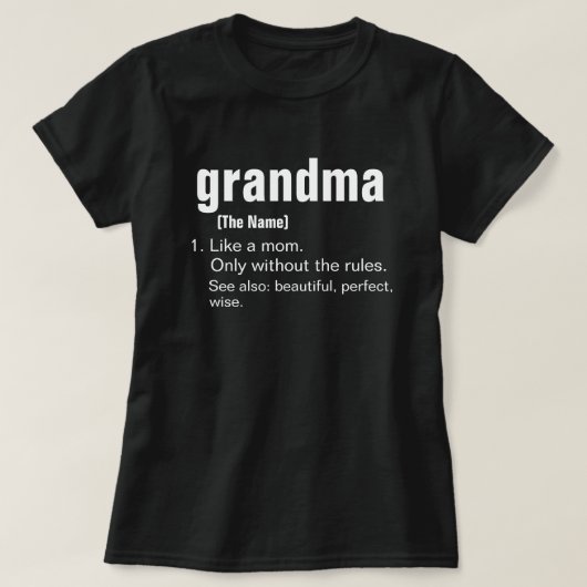 Grandma Definition Funny Moederdag, Kerstmis T-shirt (Design voorkant)