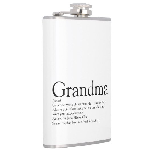 Grandma Definition Gezegde Fun Black en White Heupfles (Rechts)