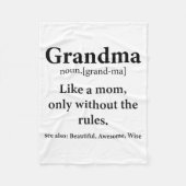 Grandma Definition Like Mom Without Rules Funny Gr Fleece Deken (Voorkant)