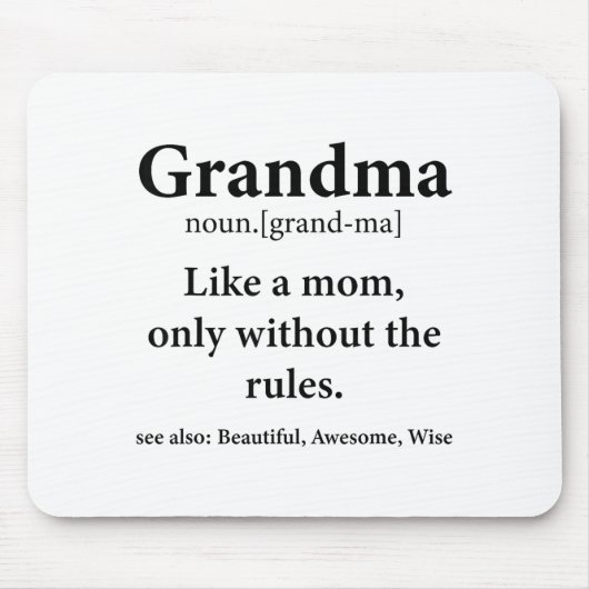Grandma Definition Like Mom Without Rules Funny Gr Muismat (Voorkant)