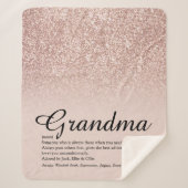 Grandma Definition Script Roos Gold Glitter Sherpa Deken (Voorkant)