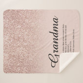 Grandma Definition Script Roos Gold Glitter Sherpa Deken (Voorkant (horizontaal))