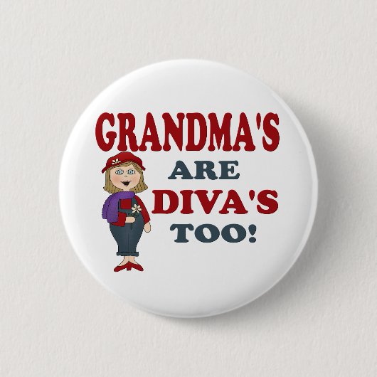 GRANDMA DIVA RONDE BUTTON 5,7 CM (Voorkant)