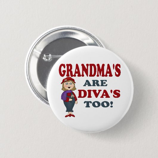 GRANDMA DIVA RONDE BUTTON 5,7 CM (Voorkant /achterkant)