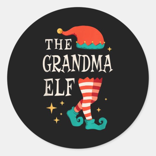 Grandma Elf Family Matching Group Christmas Grandm Ronde Sticker (Voorkant)