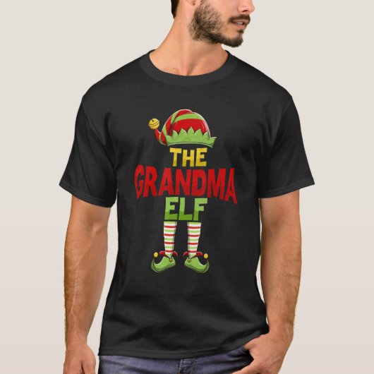 Grandma ELF Family Matching Group Christmas Pajama T-shirt (Voorkant)